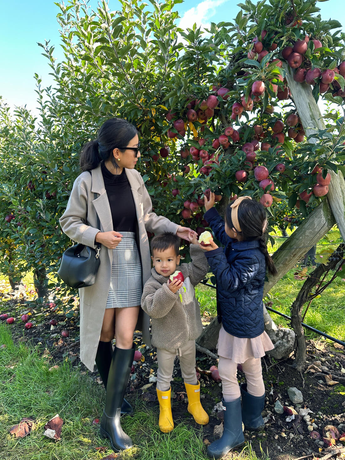 boston apple picking outfit slim calf rain boots