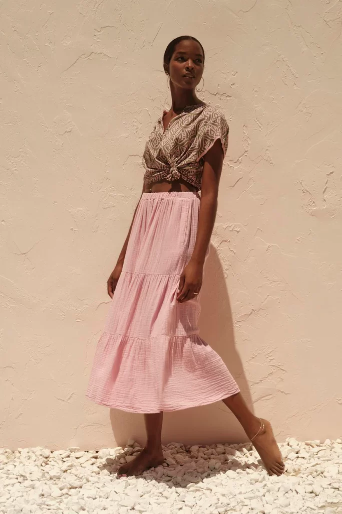 Danielle Cotton Gauze Tiered Skirt